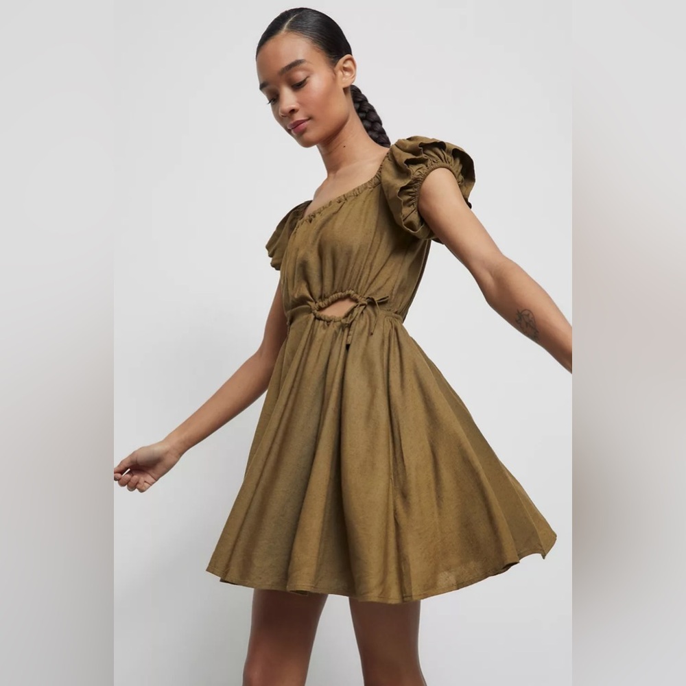 Urban Outfitters Peekaboo Linen Frock Dress